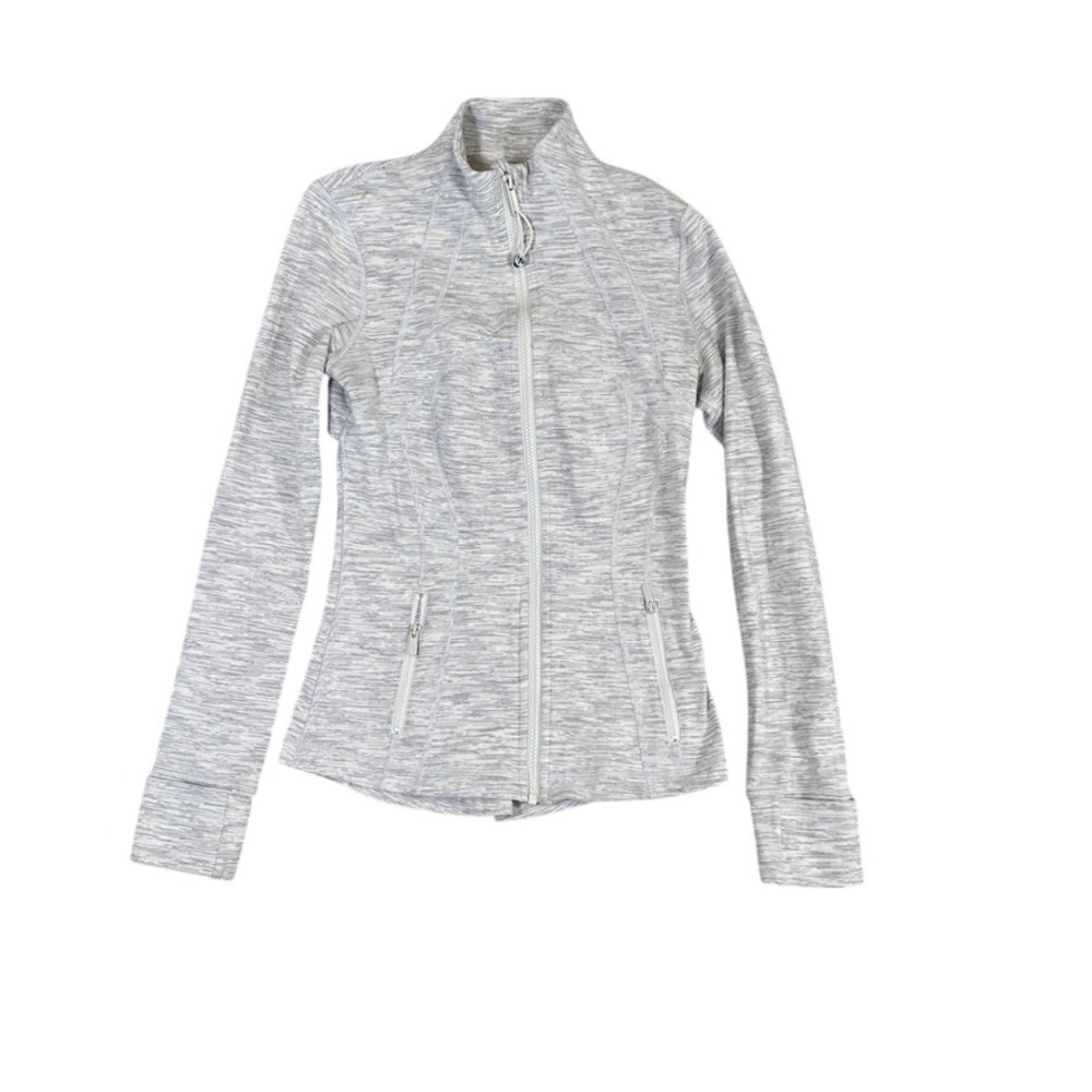 Lululemon Define Jacket Gray White Space Dye Heathered Zip Up Size 4
